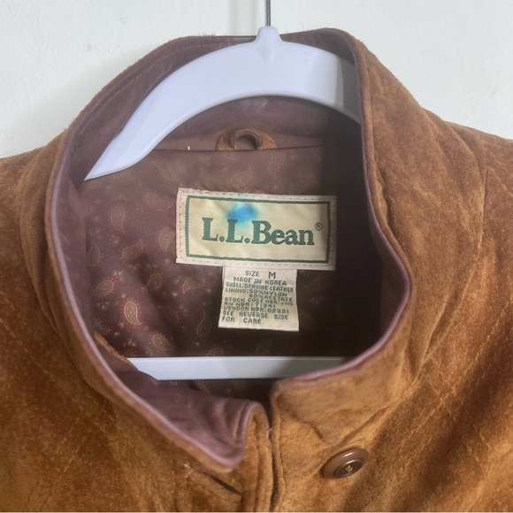 L.L. Bean 90's Vintage Suede Leather Button Front Pocket Barn Coat Size M - Picture 8 of 17